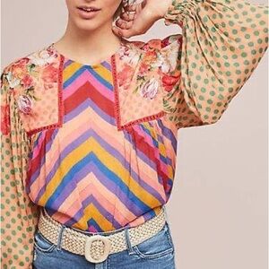 🌈 b l ^ n k London Petite L – Mixed Print Boho Top 🌸